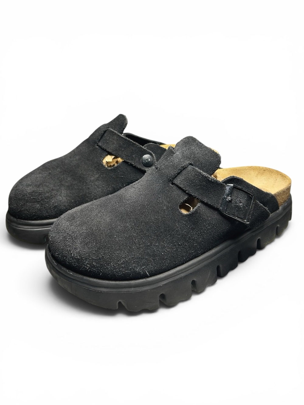 Birkenstock Papillio Boston Chunky Suede Clogs Black EU 37 - Narrow / Medium